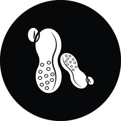 Peanut black and white. Isolated vector Illustration.