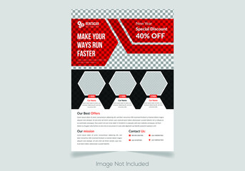 Modern Business Flyer Cover Page, Car Sale Leaflet Template Vector, Brochure Cover Page