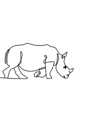 One continuous line drawing, rhinoceros