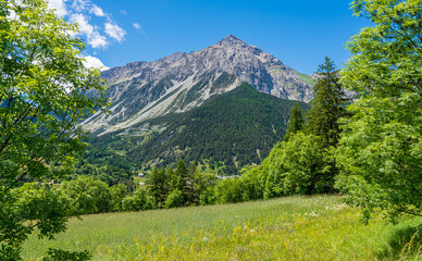 Beautiful panoramic sight near Sestriere, Province of Turin, Piedmont, Italy.