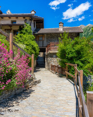 The beautiful village of Usseaux, in Chisone Valley. Province of Turin, Piedmont, Italy.
