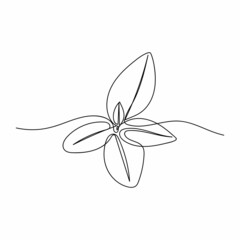 Vector continuous one single line drawing icon of fresh mint leaves in silhouette sketch on white background. Linear stylized.