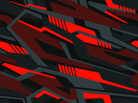 Abstract geometric seamless pattern with striped polygonal shapes. Modern digital camouflage texture ornament for racing vinyl and decal print. Vector background.