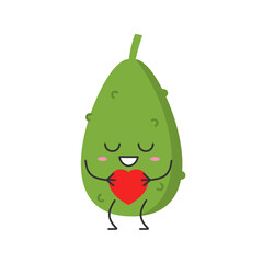 Cucumber cute character cartoon love sign heart favorite funny vegetable smiling face joy happy emotions icon vector illustration.