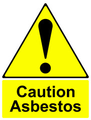 Caution asbestos yellow warning sign keep out