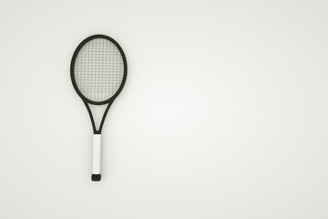 3D illustration of a tennis racket on a white background