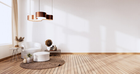 Fototapeta na wymiar interior design,zen modern living room Japanese style.3D rendering
