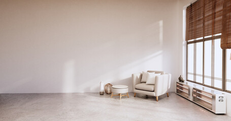 Modern living room minimalist design, 3d rendering