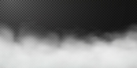 White smoke puff isolated on transparent black background. PNG. Steam explosion special effect. Effective texture of steam, fog, smoke png. Vector.	