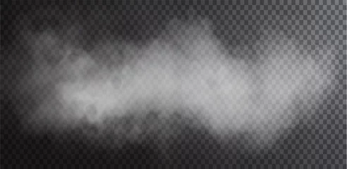Fototapete Rund Rauch White smoke puff isolated on transparent black background. PNG. Steam explosion special effect. Effective texture of steam, fog, smoke png. Vector.   © Sergey
