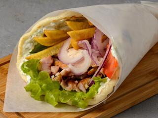 shawarma on a gray background