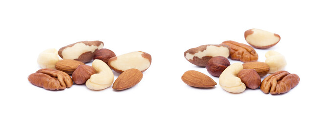 Mixed nuts isolated on white background