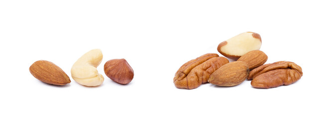 Mixed nuts isolated on white background