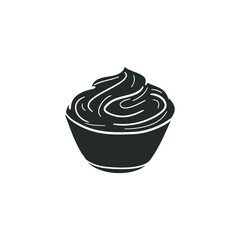 Sauce Bowl Icon Silhouette Illustration. Cream Vector Graphic Pictogram Symbol Clip Art. Doodle Sketch Black Sign.
