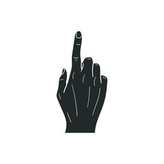 Pointing Up Hand Icon Silhouette Illustration. Gesture Finger Vector Graphic Pictogram Symbol Clip Art. Doodle Sketch Black Sign.