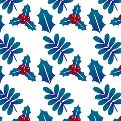 Illustration Christmas pattern with winter leaves