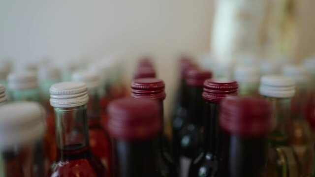 Wine bottles in the wine store.