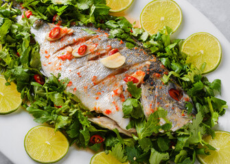 fish thai cuisine on a white background
