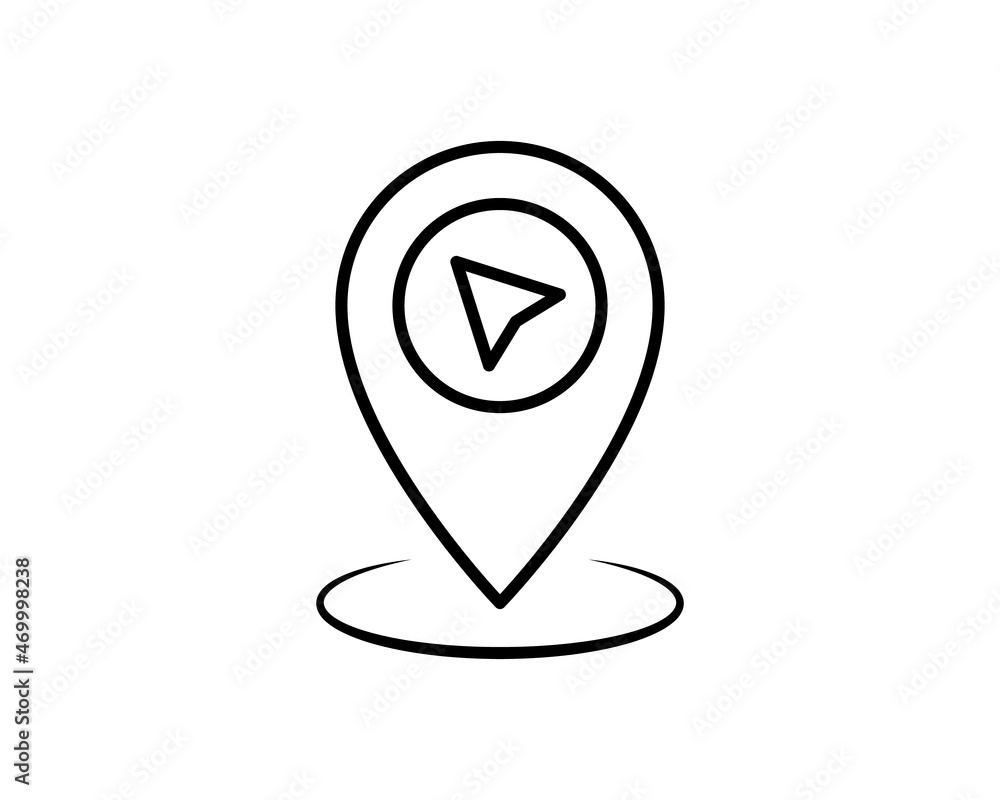 Poster pin map line icon. simple outline style. location, journey point, gps, destination, marker, pointer 