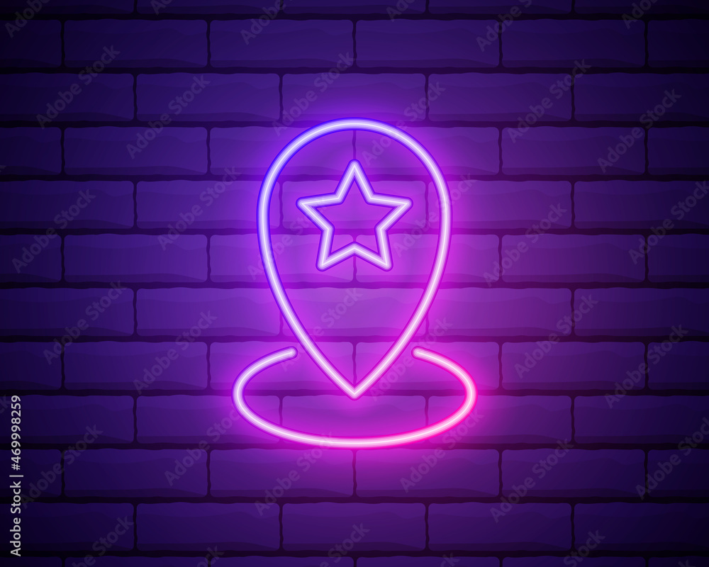 Poster pin neon style icon. simple thin line, outline vector of web icons for ui and ux, website or mobile 