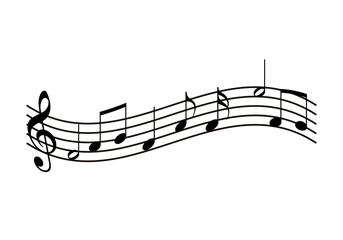 Icono de partitura musical con notas en fondo balnco - obrazy, fototapety, plakaty
