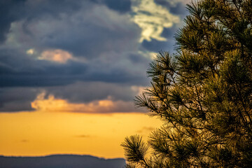 clouds sunset over the city