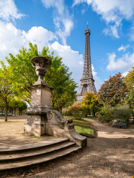 Eiffel Tower at the Parc du Champ de Mars in Paris, France