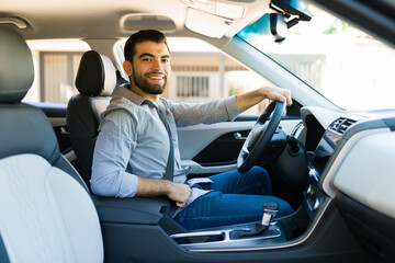 Portrait of a happy man in the driver's seat