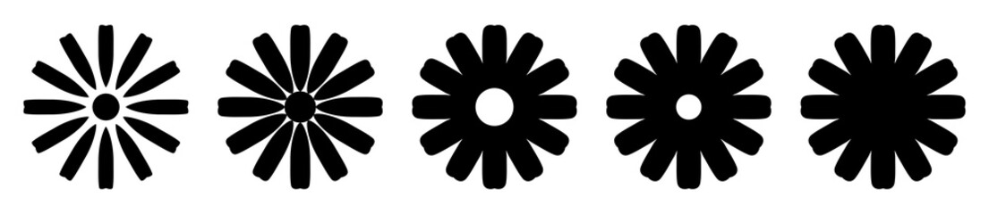 Flower icons set silhouette. Bloom collection icon. Vector illustration isolated on white background.