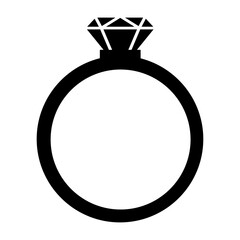 Ring icon with a stone silhouette. Jewel vector illustration isolated on white background.