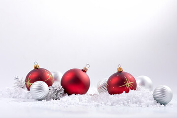  Christmas composition. a pattern of christmas balls on white background