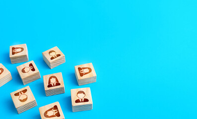 Scattered blocks of people. Business persons. Employment Agency. Recruiting, staffing. Hiring best...