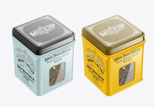 Colored Tea Tin Mockup