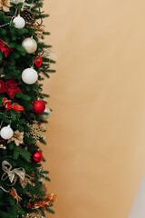 Christmas decorations beige new year as a background