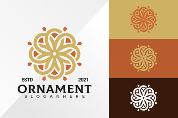 Flower Ornament Logo Design Vector Template