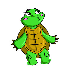 Vector children's turtle design for stickers, social networks, postcards.