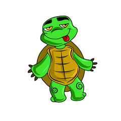Vector children's turtle design for stickers, social networks, postcards.