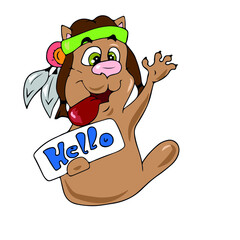Children's vector design funny cat for stickers, social networks,postcards