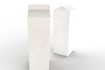 Milk Bottle / Juice Bottle Template, 3D illustration. The bottles have a cardboard surface, which was colored in white.