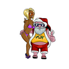 Vector design of Santa for stickers, social networks, postcards.