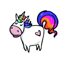 Vector children's unicorn design for stickers, social networks, postcards.
