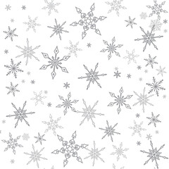Seamless pattern with snowflakes. Good for seasonal greeting card, ads, banners, gift paper, textile.