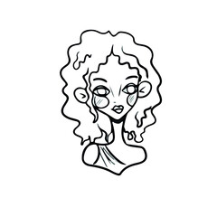 Vector design of children's face, social networks, postcards.