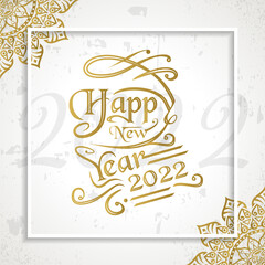 Happy New Year 2022 with lettering typography style for greeting card vector illustration