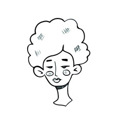 Children's vector design of a girl's face for stickers, social networks,postcards.