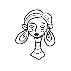 Children's vector design of a girl's face for stickers, social networks,postcards.