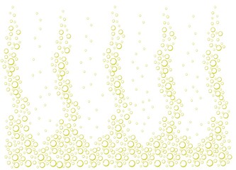 Effervescent drinks. Air bubbles in solution on transparent background.Vector illustration in cartoon style.