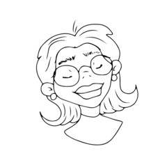 Children's vector design of a girl's face for stickers, social networks,postcards.