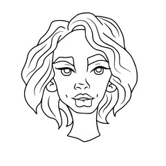 Children's vector design of a girl's face for stickers, social networks,postcards.