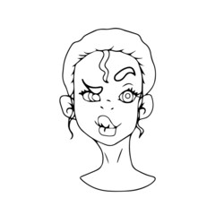 Children's vector design of a girl's face for stickers, social networks,postcards.